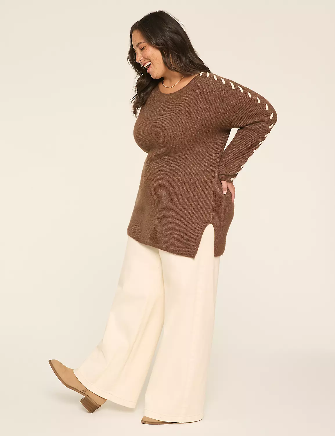 Whip-Stitch BoatneckSweater Heather Brown 4 Whip-Stitch BoatneckSweater Heather Brown - Image 2