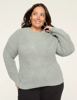 Trellis Knit Pullover Sweater Cool Silver -Lanebryant Shop 413046 0000008471
