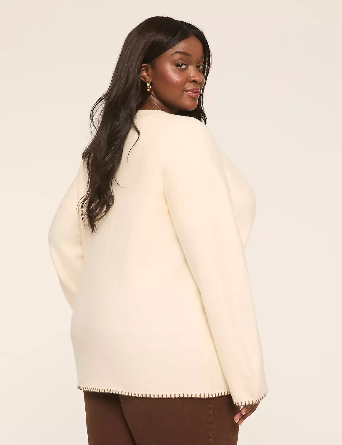 Whip-Stitch Button-Front Cardigan Cream 3 Whip-Stitch Button-Front Cardigan Cream