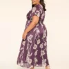Lurex Flutter-Sleeve V-Neck Chiffon Maxi Dress Purple Poppy 2 Lurex Flutter-Sleeve V-Neck Chiffon Maxi Dress Purple Poppy -Lanebryant Shop 413075 0000115252 Back