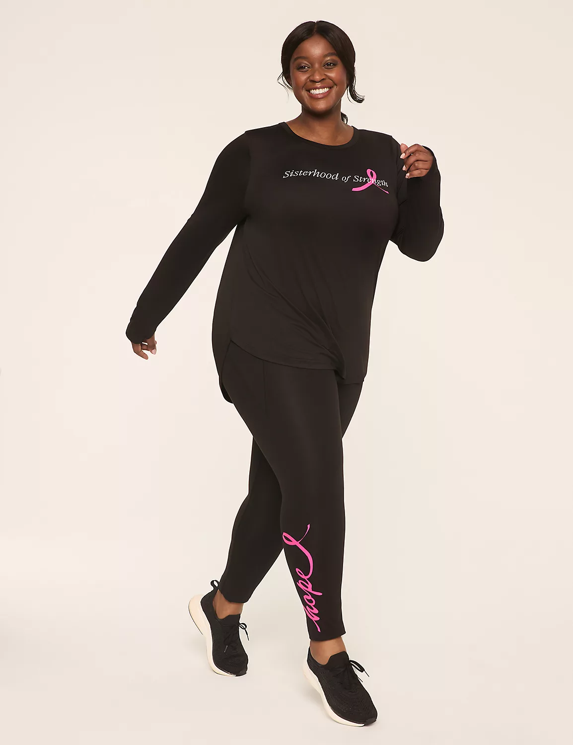 LIVI Soft Long-Sleeve Sisterhood Of Strength BCRF Graphic Tee Black 4 LIVI Soft Long-Sleeve Sisterhood Of Strength BCRF Graphic Tee Black - Image 2