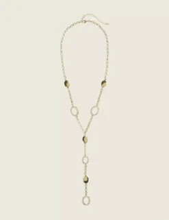 Goldtone & Pave Y-Necklace Gold