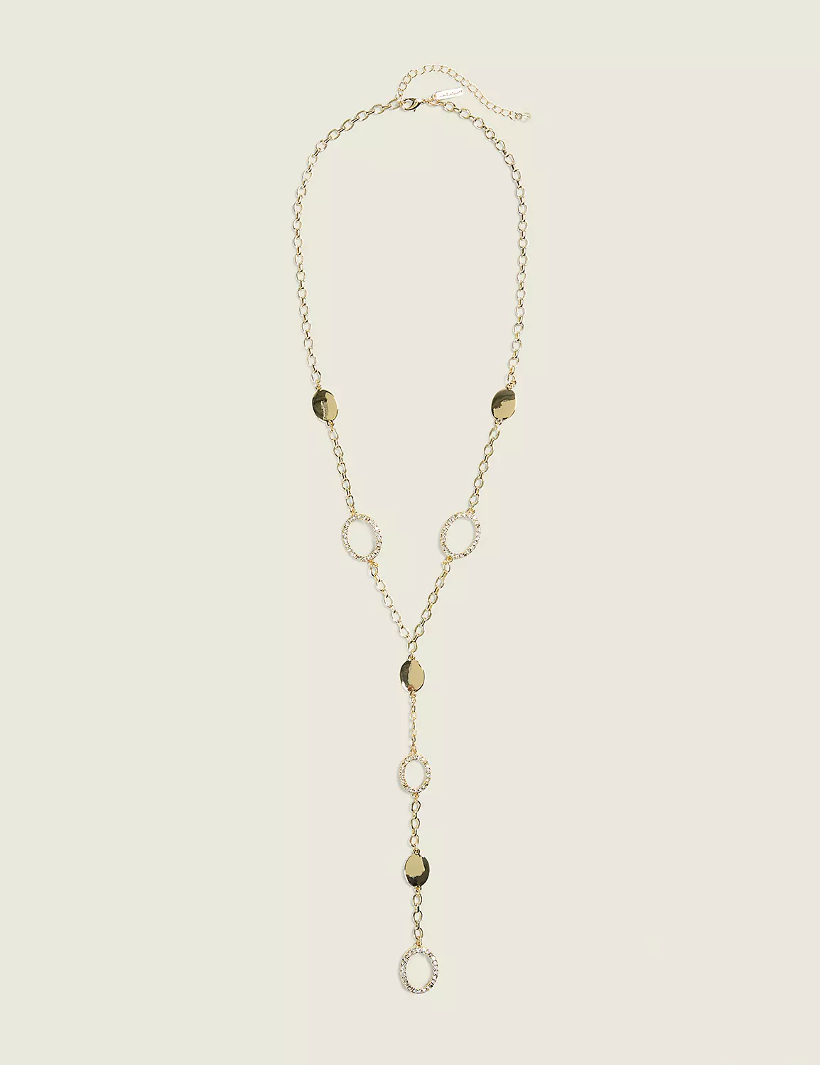 Goldtone & Pave Y-Necklace Gold 3 Goldtone & Pave Y-Necklace Gold