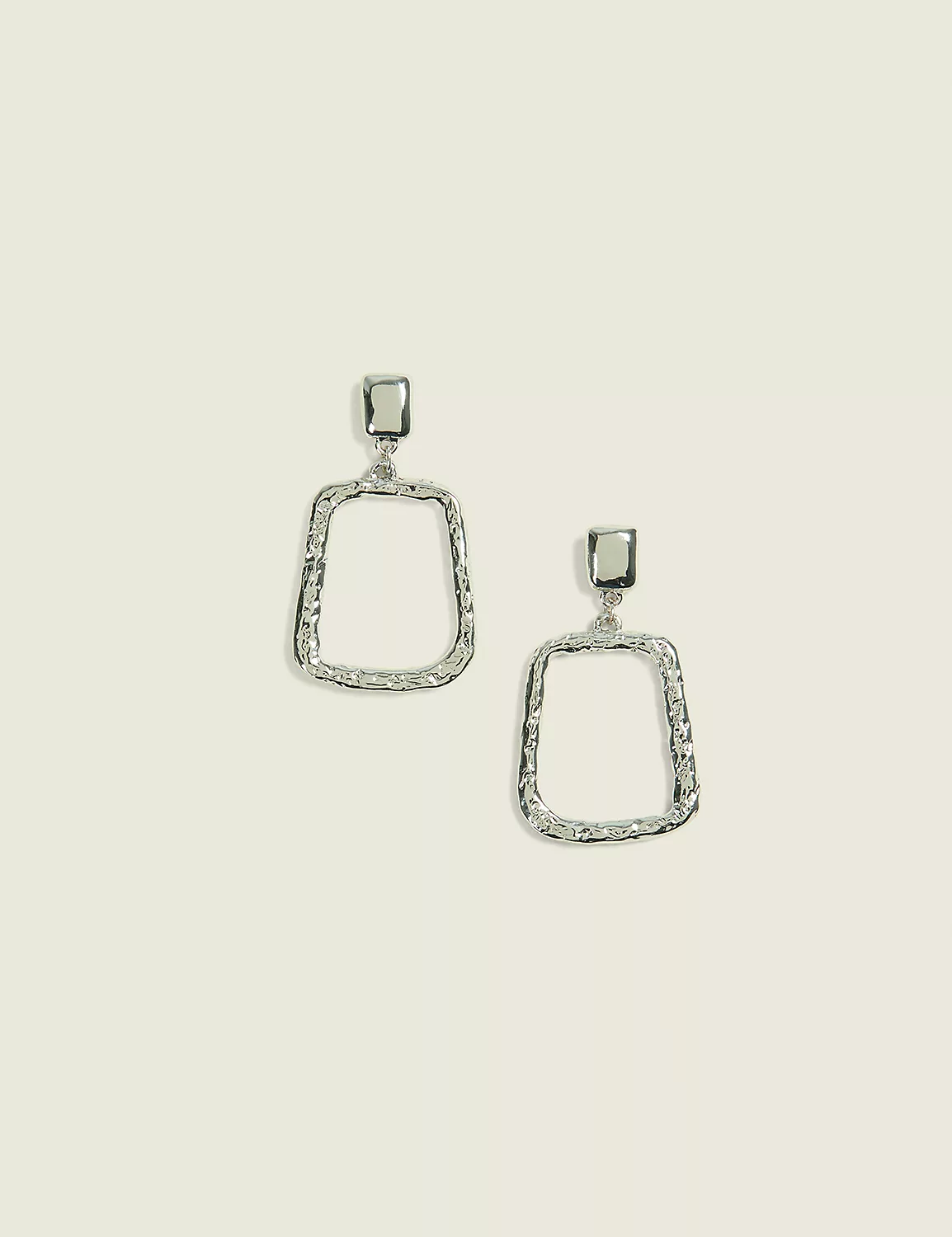 Silvertone Square Drop Earrings Silver 3 Silvertone Square Drop Earrings Silver