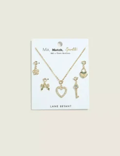 Goldtone Charm Necklace Set Mixed Metal