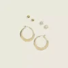 Goldtone & Pave Earring 3-Pack Gold 2 Goldtone & Pave Earring 3-Pack Gold -Lanebryant Shop 413152 0000005237