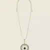 Grey & Pave Circle Pendant Necklace Gold 1 Grey & Pave Circle Pendant Necklace Gold -Lanebryant Shop 413159 0000005237
