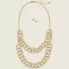 Circle Multi-Row Chain Necklace & Earring Set Gold 2 Circle Multi-Row Chain Necklace & Earring Set Gold -Lanebryant Shop 413160 0000005237