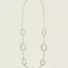 Silvertone Square Single-Row Necklace Silver -Lanebryant Shop 413164 0000005252