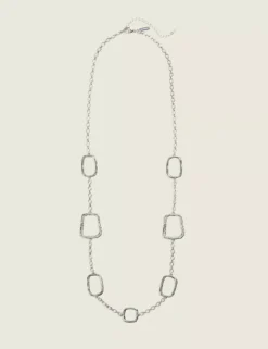 Silvertone Square Single-Row Necklace Silver
