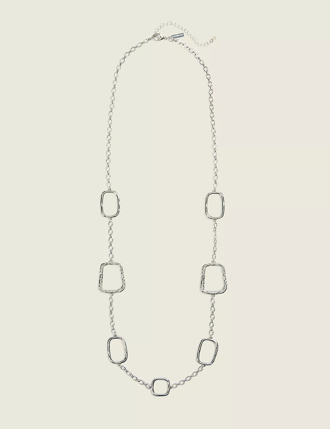 Silvertone Square Single-Row Necklace Silver 3 Silvertone Square Single-Row Necklace Silver