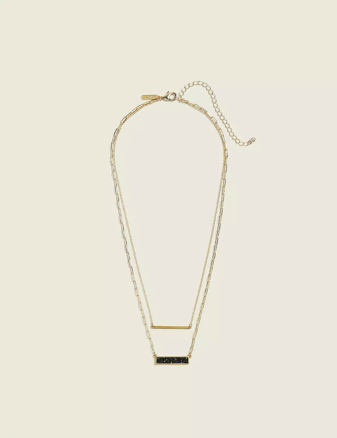 Goldtone & Black Druzy Double-Layer Necklace Gold 3 Goldtone & Black Druzy Double-Layer Necklace Gold