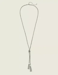 Silver Tassle Pendant Necklace Silver