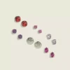 Purple Tones Earring 6-Pack Silver