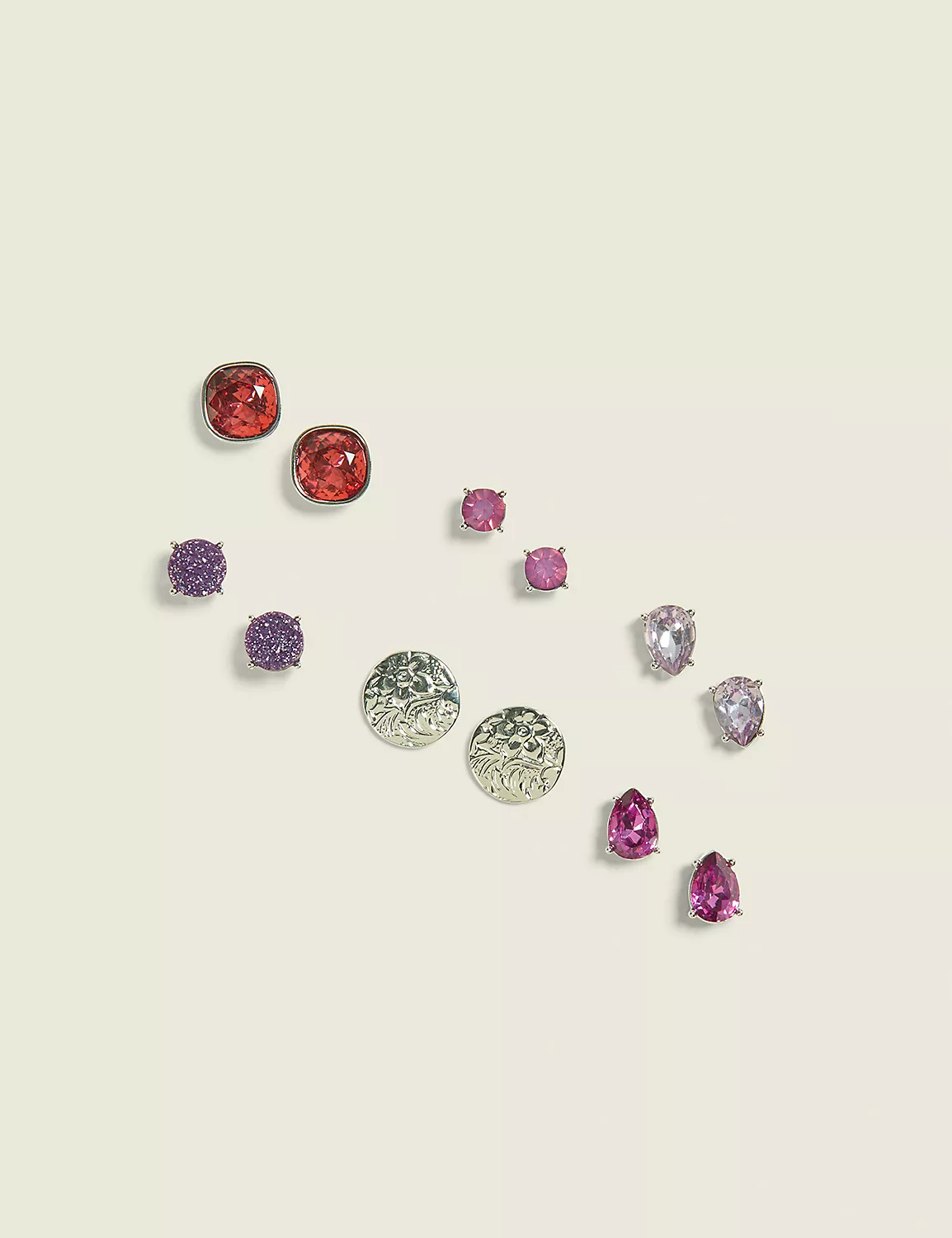 Purple Tones Earring 6-Pack Silver 3 Purple Tones Earring 6-Pack Silver