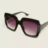 Embellished Square Sunglasses Black 1 Embellished Square Sunglasses Black -Lanebryant Shop 413289 0000113708