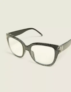 Glitter Square Reading Glasses Black