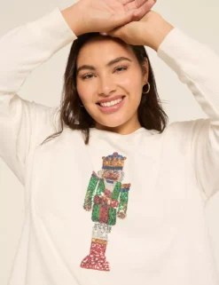 Sequin Nutcracker Graphic Sweatshirt Off White 8 Sequin Nutcracker Graphic Sweatshirt Off White -Lanebryant Shop 413374 0000012182 alt2