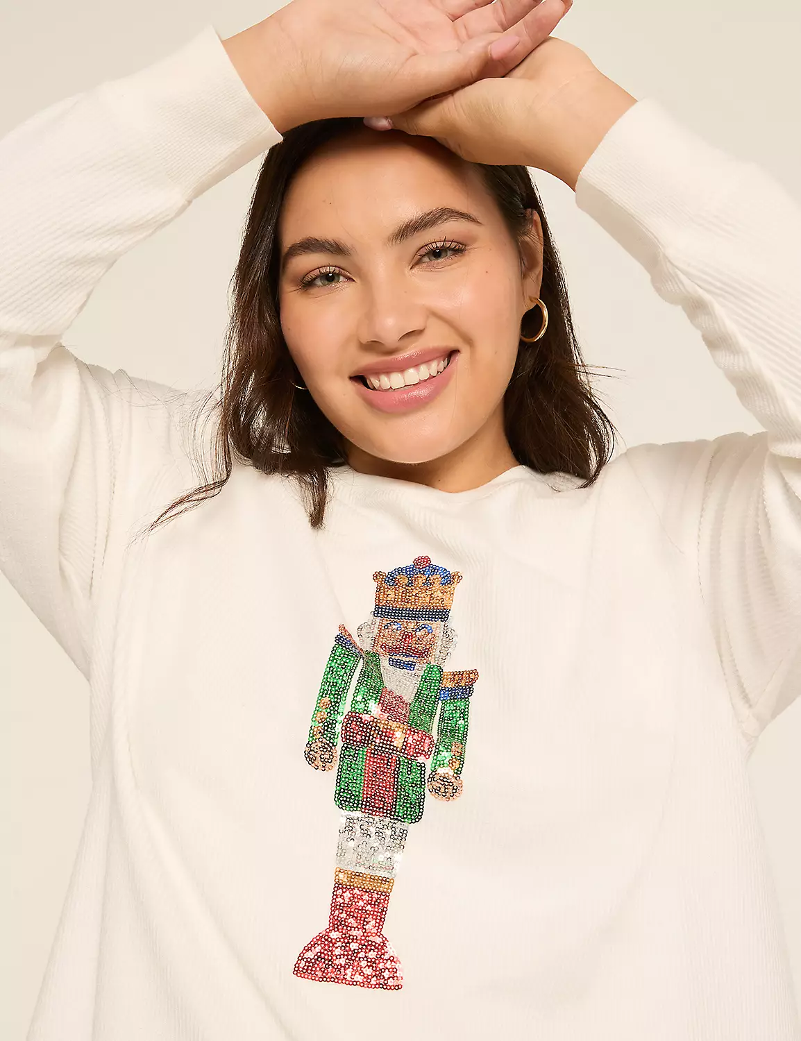 Sequin Nutcracker Graphic Sweatshirt Off White 5 Sequin Nutcracker Graphic Sweatshirt Off White - Image 3