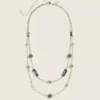 Blue & Silvertone Beaded Multi-Row Necklace Silver -Lanebryant Shop 413447 0000005252