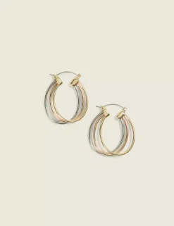 Mixed Metal Oval Earrings Mixed Metal